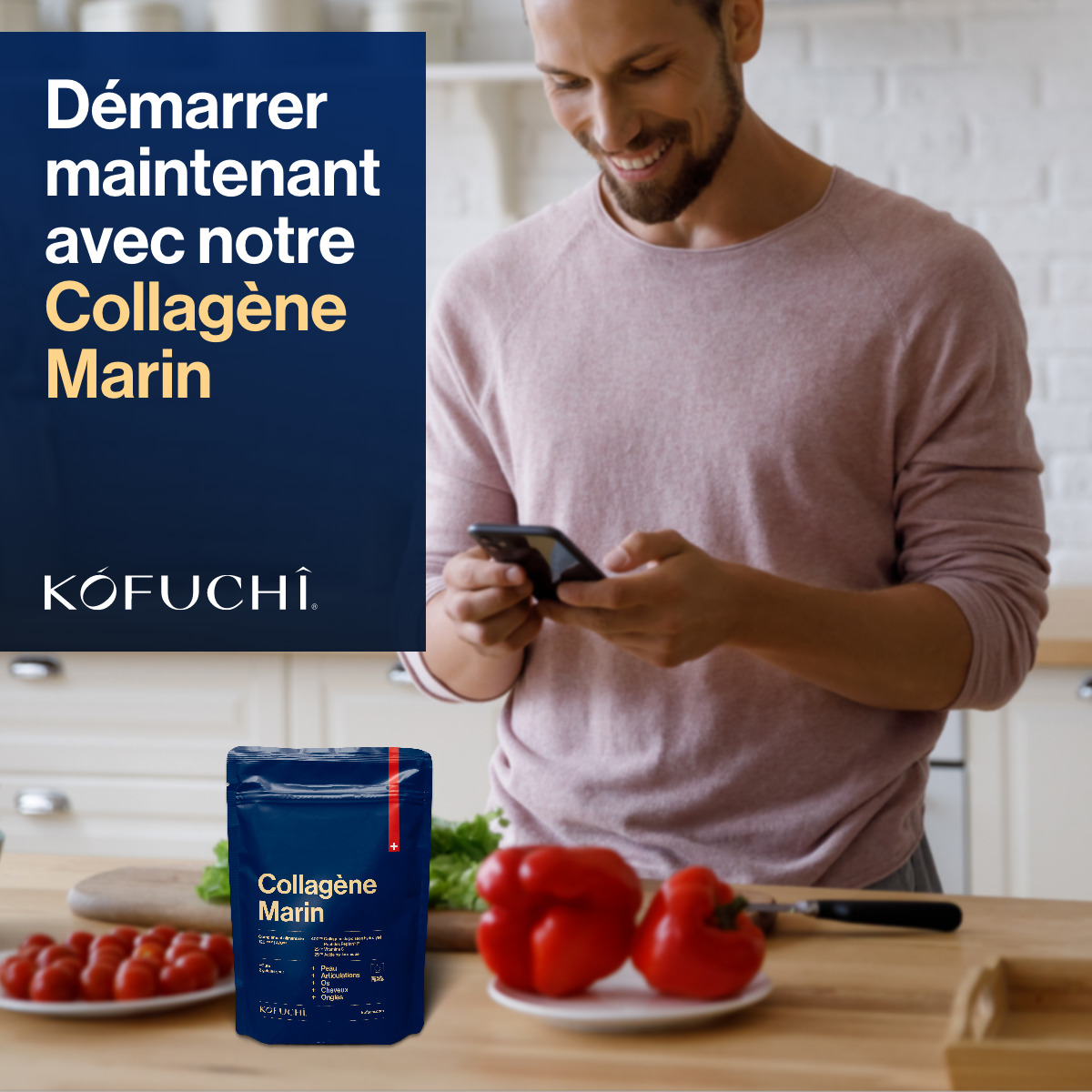 Collagène Marin Hydrolysé Peptan® - Compléments alimentaires bien-être - 120 gélules - KÓFUCHÎ